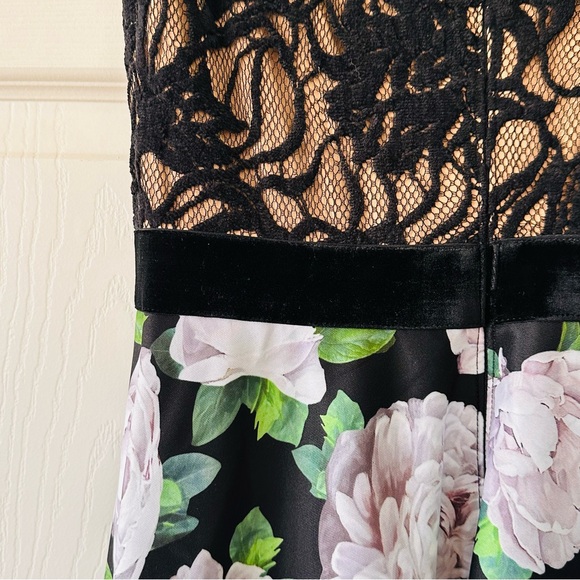 NWT Tadashi Shoji Floral Neoprene Lace Back Aline Gown Dresses - Picture 9 of 12